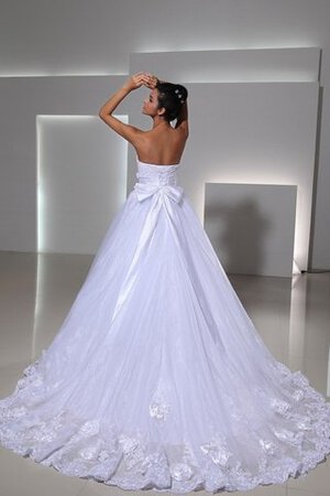 Normale Taille Reißverschluss Spitze bodenlanges Brautkleid mit Bordüre mit Gürtel - Bild 4