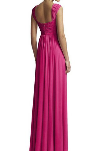 Robe demoiselle d'honneur en chiffon ruché a-ligne avec manche épeules enveloppants - Photo 2