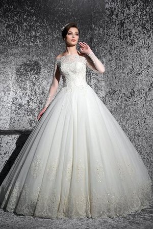 Vestido de Novia de Corte Evasé en Encaje de Encaje Adorno de Abalorio de Hasta el suelo - Foto 2