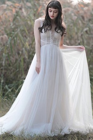 Blendend Langes Konservatives Brautkleid mit Bordüre mit Rücken Schnürung - Bild 9