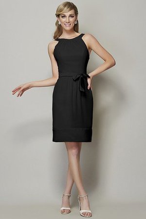Schaufel-Ausschnitt Reißverschluss Enganliegendes Knielanges Brautjungfernkleid aus Chiffon - Bild 6