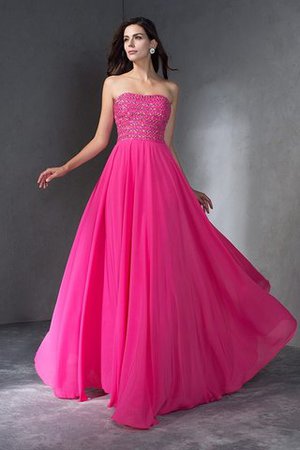 A-Line Sweep Train Perlenbesetztes Chiffon Herz-Ausschnitt Abendkleid - Bild 4