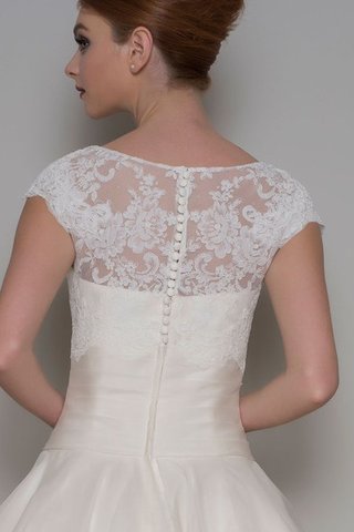 Robe de mariée nature longueur mollet en organza avec manche courte appliques - Photo 2