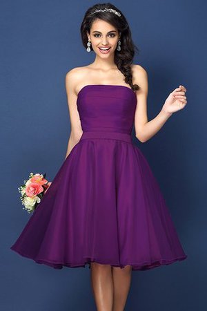 Robe demoiselle d'honneur courte plissage en satin avec sans manches avec zip - Photo 13