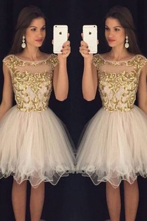 Ärmelloses Natürliche Taile Prinzessin Mini Ballkleid mit Pailletten - Bild 1
