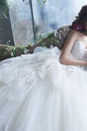 Robe de mariée naturel de col en cœur longueur au ras du sol en tulle - Photo 3