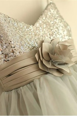 Prinzessin Paillettenbesetztes A-Linie Wadenlanges Blumenmädchenkleid mit Blume - Bild 3
