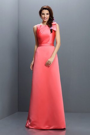 Robe demoiselle d'honneur longue en forme fermeutre eclair col en bateau en satin - Photo 1