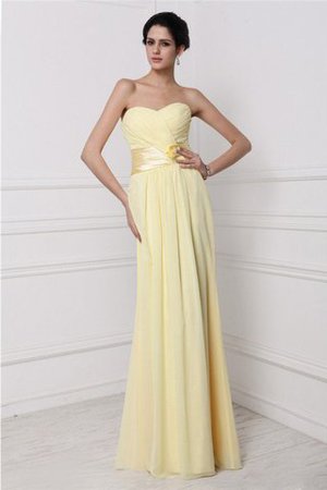 Chiffon Ärmelloses Anständiges Brautjungfernkleid mit Blume mit Plissierungen - Bild 1