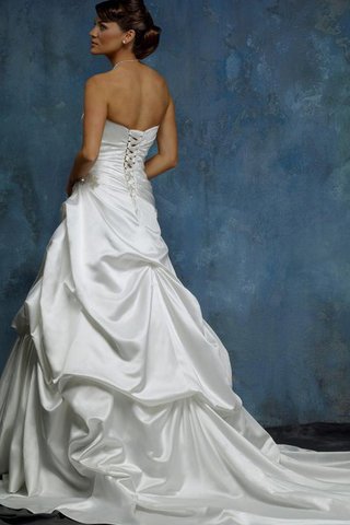Natürliche Taile Satin Ärmelloses bodenlanges Brautkleid mit Rücken Schnürung - Bild 2