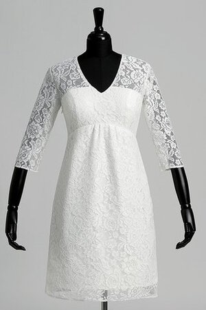 Abito da Sposa V-Scollo in pizzo con Increspato A-Line Semplice Shiena Sheer - Foto 3