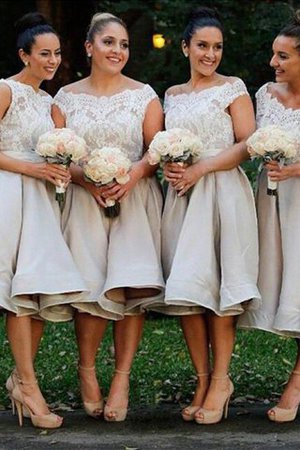 A Linie Prinzessin Knielanges Mini Brautjungfernkleid mit Schulterfreier Ausschnitt - Bild 1