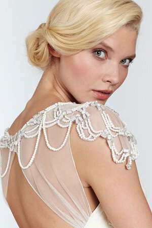 Robe de mariée avec chiffon avec manche courte de traîne mi-longue entrecroisé avec cristal - Photo 4