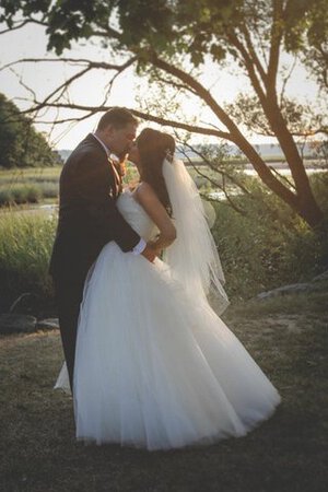 Abito da Sposa Schiena Nuda in Tulle Cuore con Criss-cross con Increspature A-Line - Foto 1