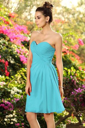 Normale Taille Ärmelloses Chiffon Drapiertes Knielanges Brautjungfernkleid - Bild 3
