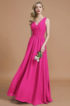 Chiffon Prinzessin V-Ausschnitt Ärmellos Bodenlanges Brautjungfernkleid - Bild 16