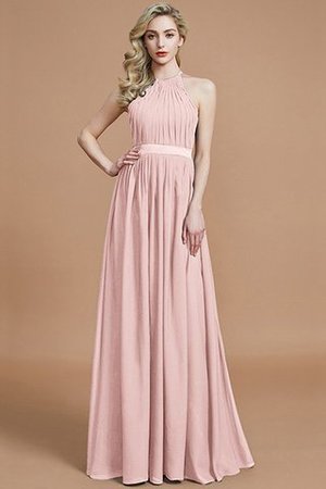 Robe demoiselle d'honneur manche nulle avec zip ruché jusqu'au sol en chiffon - Photo 25