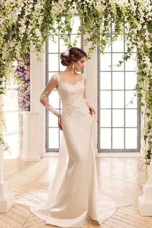 Robe de mariée long avec manche longue ceinture en étoffe avec nœud à boucles avec ruban - Photo 1
