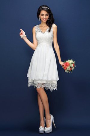 Robe demoiselle d'honneur bref manche nulle ligne a de col en v en satin - Photo 1