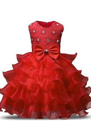 Robe de cortège enfant naturel col u profond de mode de bal en organza manche nulle - Photo 1