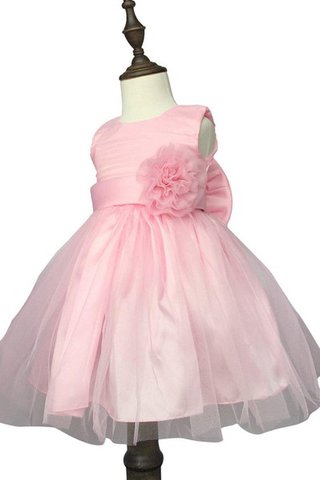 Ärmelloses A-Line knielanges kurzes Blumenmädchenkleid mit gekappten Ärmeln mit Blume - Bild 2