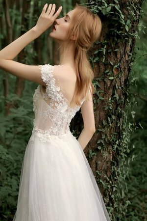 Spitze Leuchtenden Sittsames Bodenlanges Brautkleid mit Schaufel Ausschnitt - Bild 8
