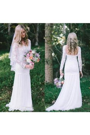Plissiertes luxus langes romantisches Brautkleid aus Chiffon mit Reißverschluss - Bild 4