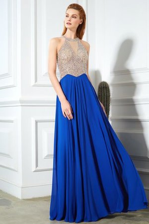 Ärmelloses Chiffon Bodenlanges Anständiges Ballkleid mit Schaufel Ausschnitt - Bild 3