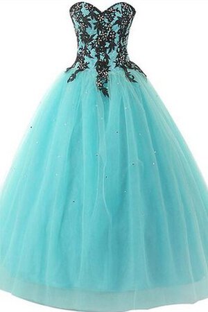 Herz-Ausschnitt Tüll Paillette Reißverschluss Ärmelloses Quinceanera Kleid mit Rüschen - Bild 1