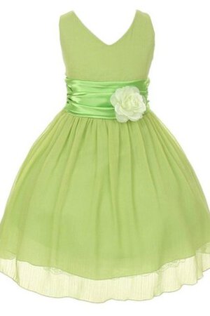 Robe de cortège enfant plissage manche nulle textile en tulle v encolure avec fleurs - Photo 1