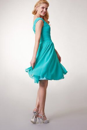 A-Linie Reißverschluss gerüschtes kurzes bescheidenes Brautjungfernkleid aus Chiffon - Bild 4