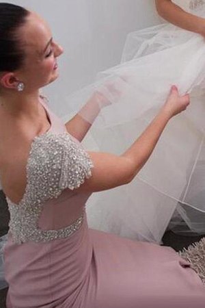 Perlenbesetztes Ärmellos Auffällig Meerjungfrau Brautjungfernkleid aus Satin - Bild 2