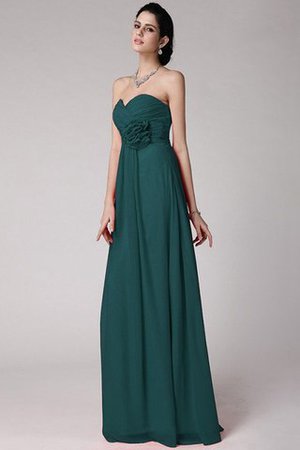 Robe demoiselle d'honneur longue plissage avec fleurs col en forme de cœur gaine - Photo 10