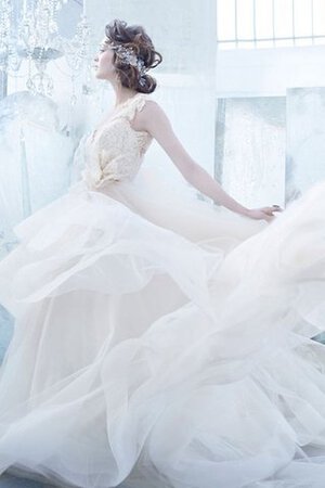 Abito da Sposa in Pizzo Senza Maniche con Cristino Ball Gown V-Scollo in pizzo - Foto 5