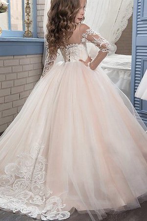 Robe de cortège enfant naturel col u profond en tulle de mode de bal jusqu'au sol - Photo 2