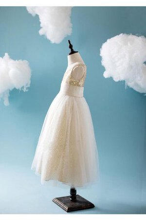 Abito da Cerimonia Bambini V-Scollo A-Line Senza Maniche in Tulle con Increspature Ball Gown - Foto 3