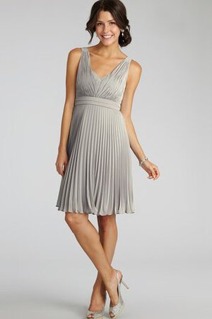 Abito da Damigella con Piega A-Line Senza Maniche V-Scollo in Chiffon - Foto 9