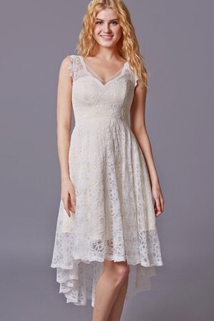 Robe demoiselle d'honneur naturel plissage v encolure fermeutre eclair a-ligne - Photo 2