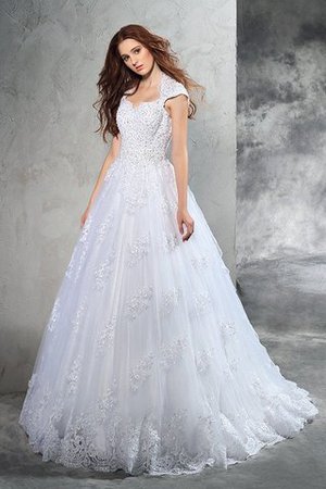 Abito da Sposa Ball Gown Cerniera Coda A Strascico Corto Moderno in Pizzo - Foto 4