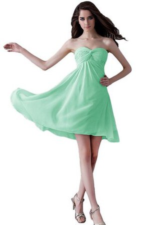 Paillettenbesetztes A-Linie normale Taille Herz-Ausschnitt kurzes Brautjungfernkleid - Bild 1