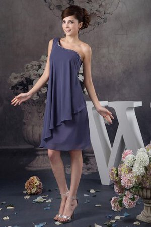 Perlenbesetztes Chiffon drapiertes Ein Schulter knielanges Cocktailkleid - Bild 3