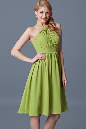 Robe demoiselle d'honneur plissé avec nœud à boucles ruché a-ligne dénudé - Photo 5