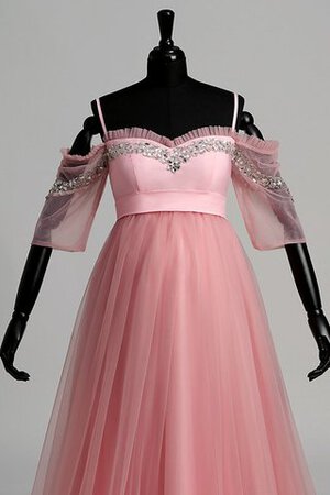 Gerüschtes Perlenbesetztes Sweep train halbe Ärmeln romantisches Ballkleid aus Tüll - Bild 5