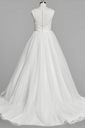 Robe de mariée naturel avec manche courte avec perle col u profond en tulle - Photo 3