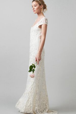 Kurze Ärmeln plissiertes enges glamouröses bodenlanges Brautkleid mit gekappten Ärmeln - Bild 4