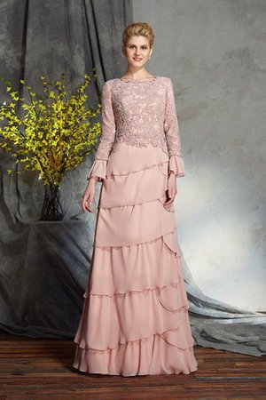 Chiffon Langärmeliges Anständiges Brautmutterkleid mit Rüschen mit Reißverschluss - Bild 1