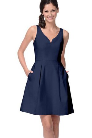 Robe demoiselle d'honneur v encolure avec zip a-ligne manche nulle - Photo 4