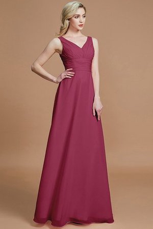 Prinzessin A-Linie Bodenlanges Brautjungfernkleid mit V-Ausschnitt ohne Ärmeln - Bild 10