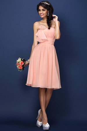 Drapiertes Natürliche Taile Plissiertes Brautjungfernkleid aus Chiffon ohne Ärmeln - Bild 21