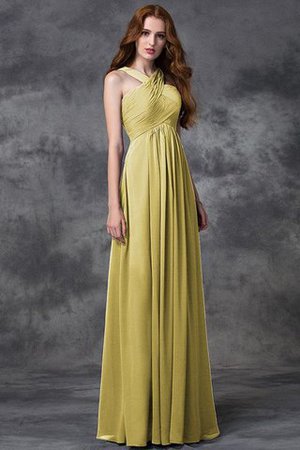 Gerüschtes A Linie Natürliche Taile Prinzessin Brautjungfernkleid mit Reißverschluss - Bild 8